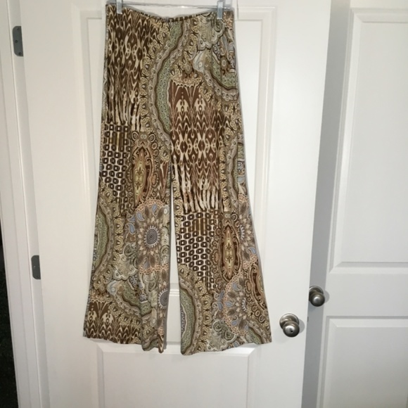 Chico’s Ladies Boho Style Pants Tan/Brown/ Cream/ Green/ Blue Size 1 (S 8-10) - Picture 2 of 6